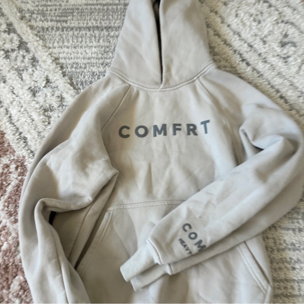 C O M F R T 🤍 TRANQUIL Heavyweight Stone, Cream, Vanilla Ivory hoodie - Picture 3 of 6